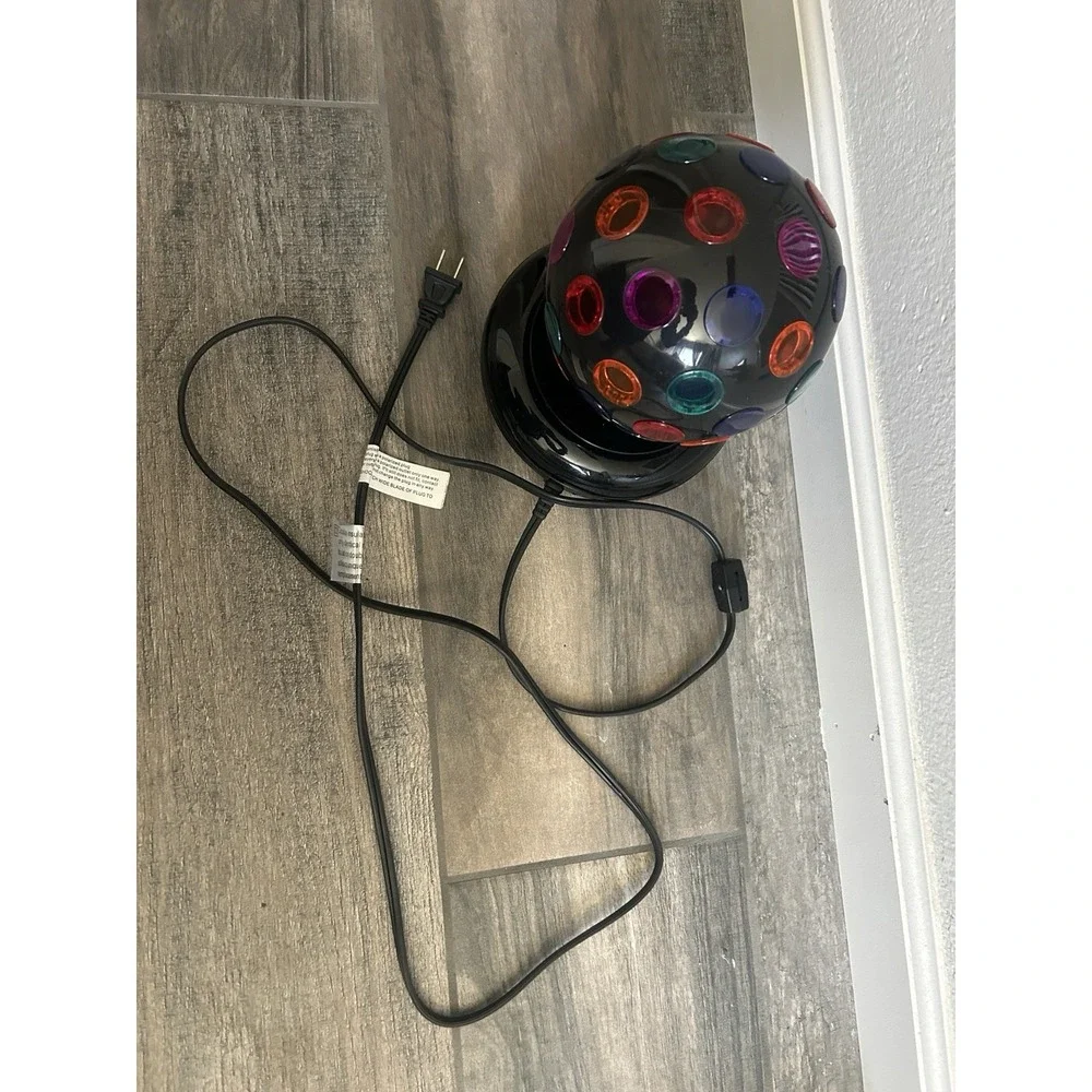 Black Rotating Disco Ball Projector with LED Rainbow Lights for Party Plug-In 9